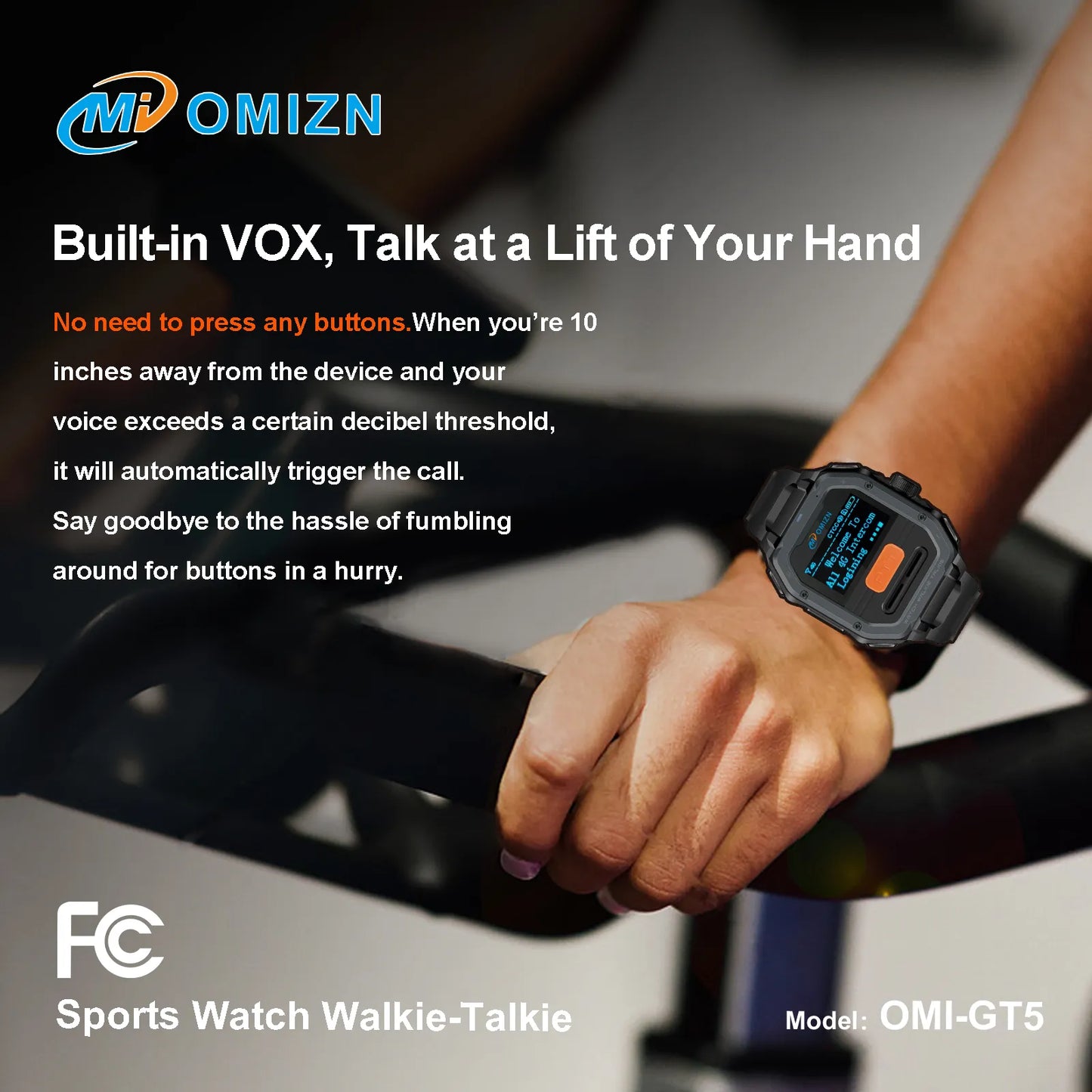 OMIZN GT5 Watch Walkie Talkie 4G Unlimited Range PoC Radios VOX Hands-Free IP65 AES256 Noise Reduction