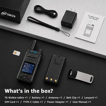 OMIZN T6 4G POC Walkie Talkie with SIM Card Unlimited Range Available Worldwide Cellula